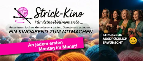 Strick-Kino: Gemeinsam lachen, gemeinsam schauen, gemeinsam stricken bei etwas hellerem Sallicht.
