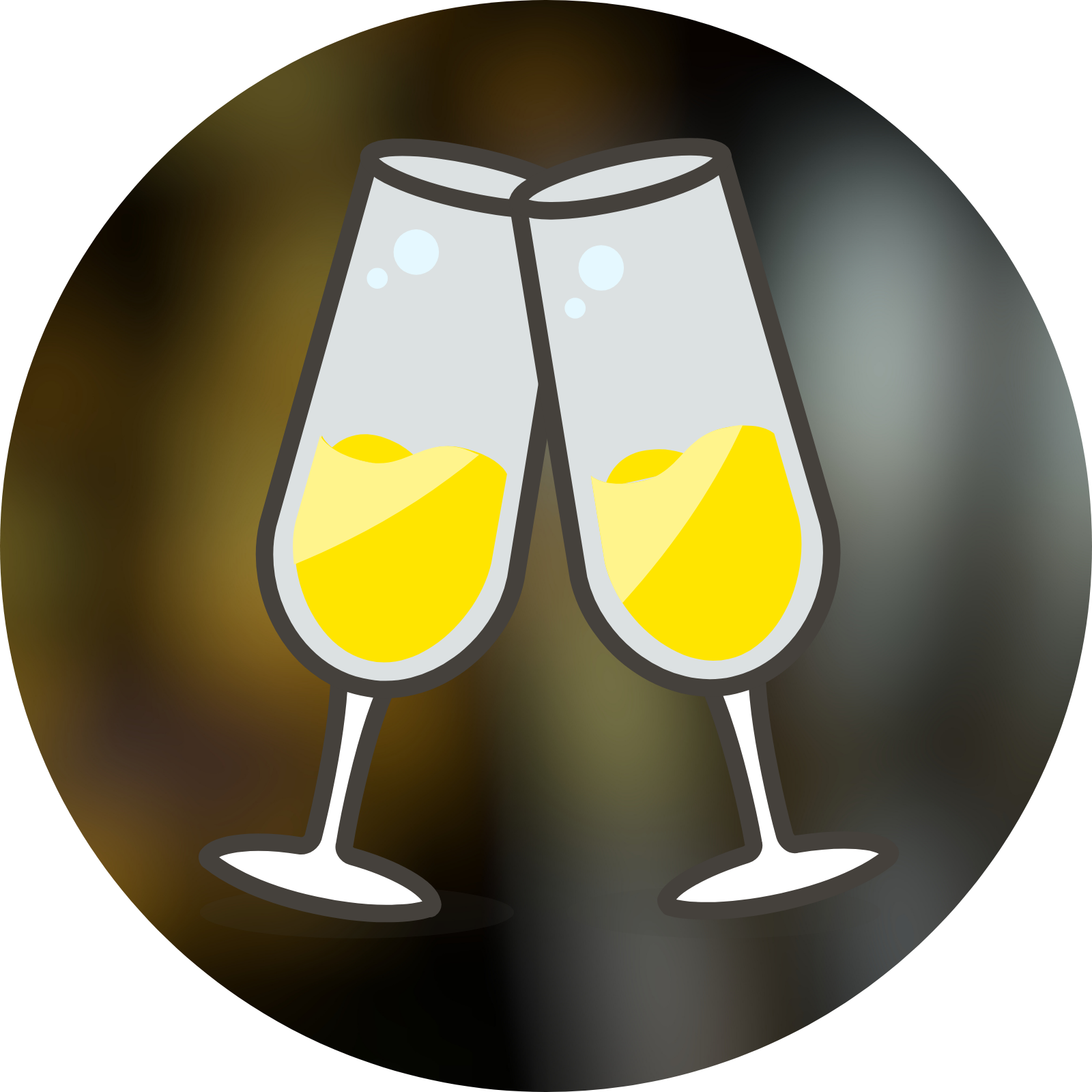 Bild, das zwei gefüllte Sektgläser vor schwarzem Hintergrund zeigt, um die Eventkategorie Sonntagsfilm & Sekt zu beschreiben