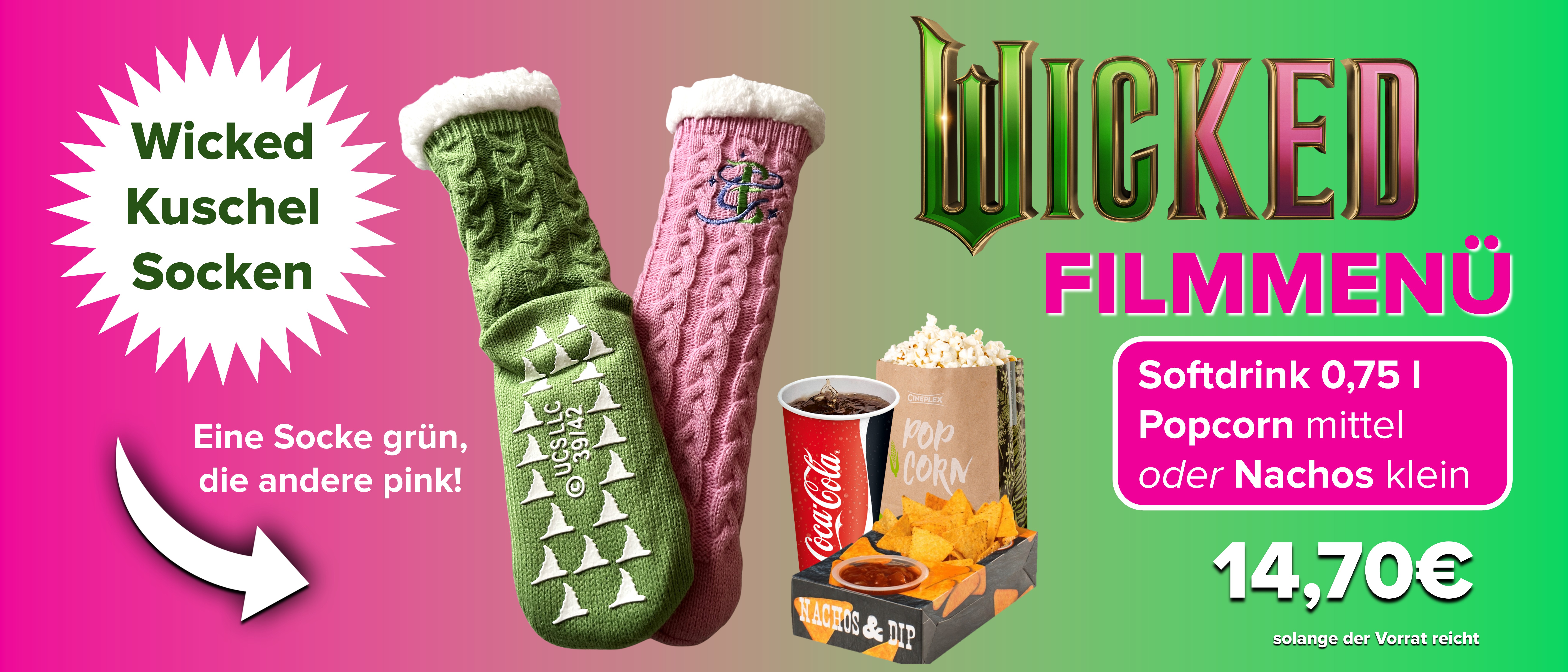 Wicked Menü mit Socken