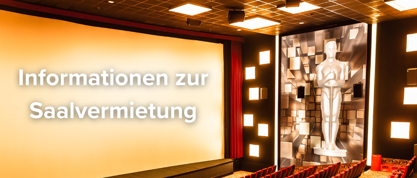 Ansicht Kino 8 mit Blick auf die Leinwand und der Oscar Wandbespannung