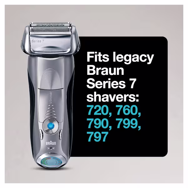 Braun Electric Shaver Head Replacement Part 70s Silver fits legacy Braun Series 7 shavers, including 720, 760, 790, 799, 797. Braun Electric Shaver Head Replacement Part 70s Silver fits legacy Braun Series 7 shavers, including 720, 760, 790, 799, 797.