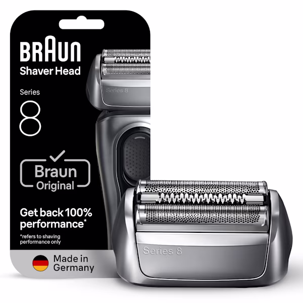Braun Series 8, 83M, electric shaver head, silver.