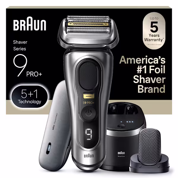 Series 9 Pro+ 9599cc Wet & Dry shaver, accessories, and travel case. Series 9 Pro+ 9599cc Wet & Dry shaver, accessories, and travel case.