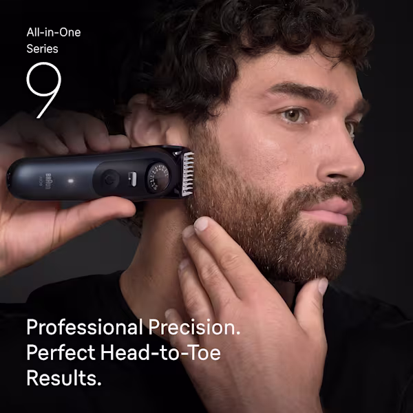 Different ways to use the  Braun AIO Series 9 PRO for shaving and trimming beard, hair and bodyhair