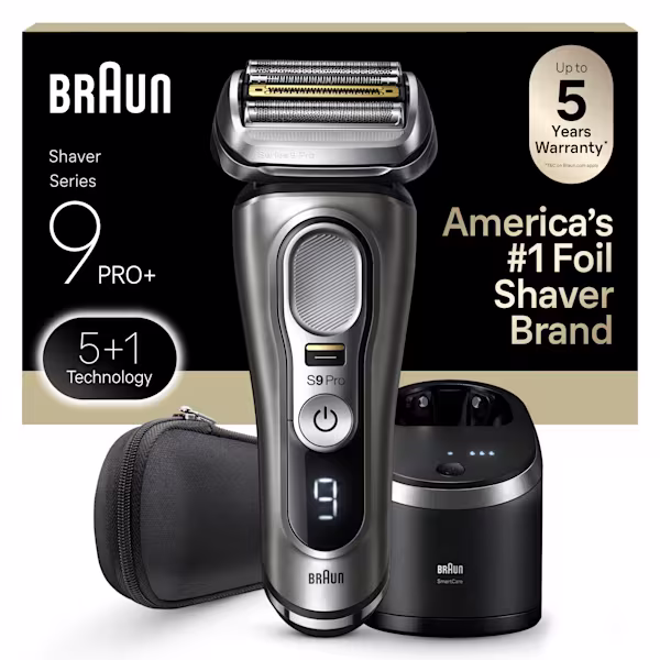 Braun Series 9 Pro+ 9577cc Wet & Dry shaver, 5-in-1 SmartCare center, and travel case. Braun Series 9 Pro+ 9577cc Wet & Dry shaver, 5-in-1 SmartCare center, and travel case.