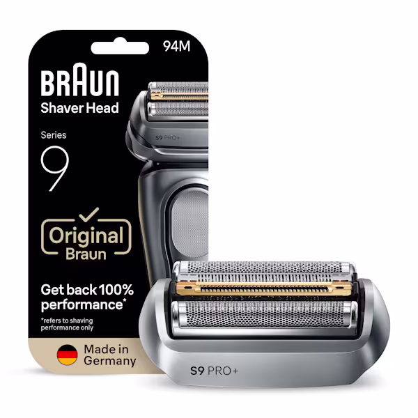 Braun Series 9 Pro, 94M, electric shaver head, silver.