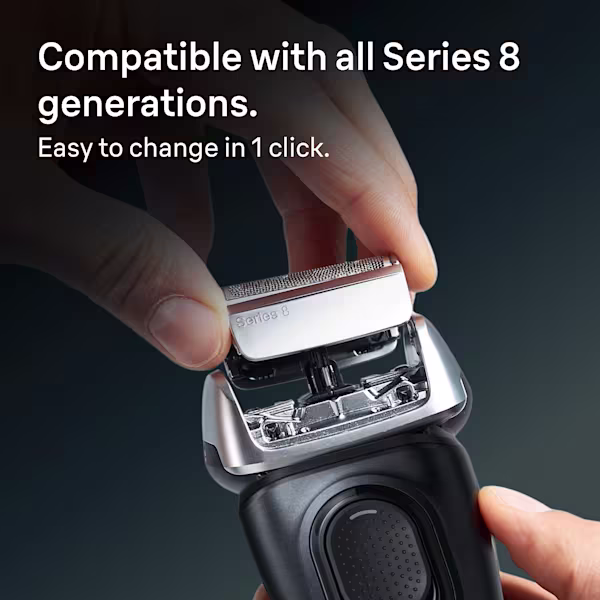 Braun Series 8, 83M, electric shaver head, silver is compatible with all Series 8 shavers.