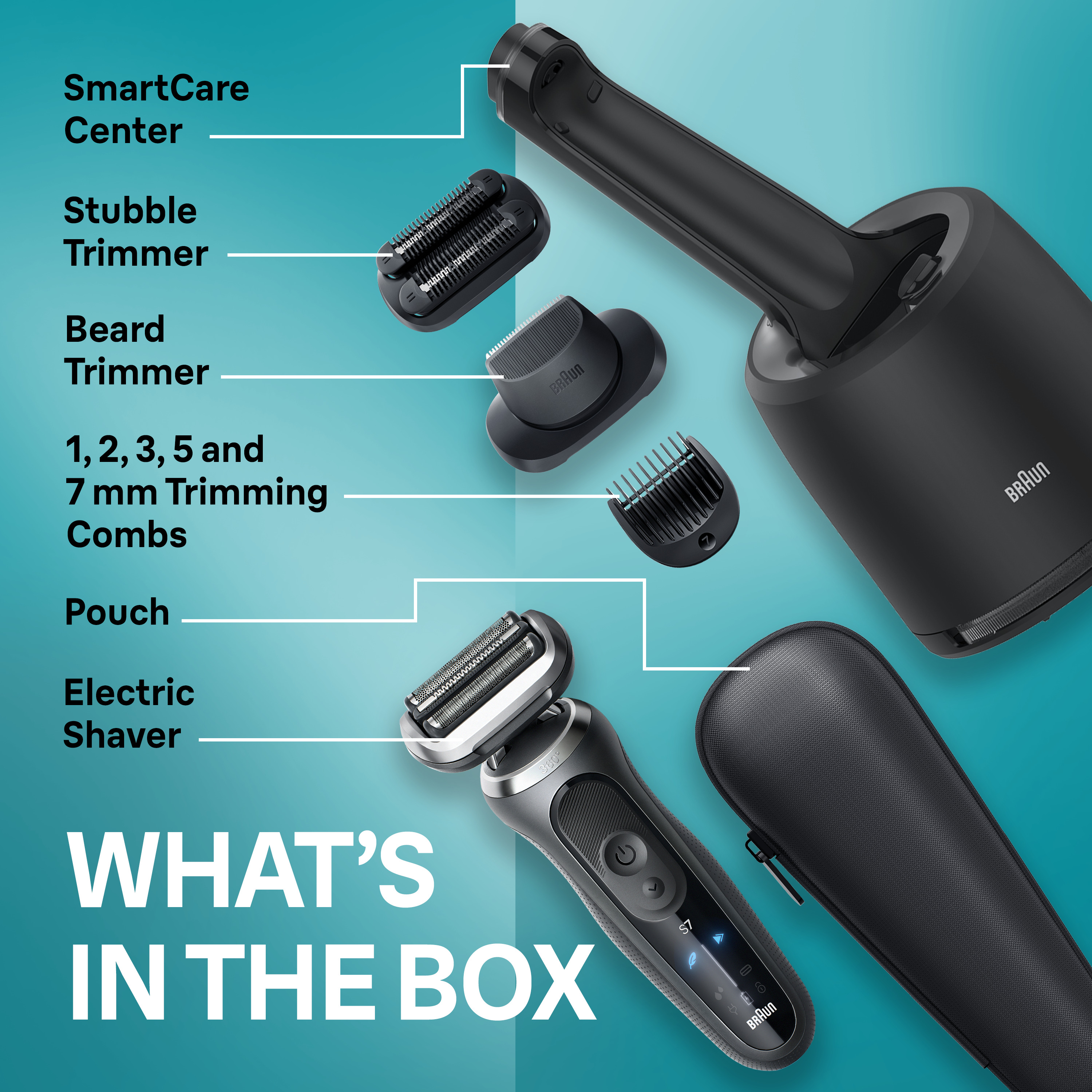 Braun Series 7 with Beard and Stubble Trimmer, Black | Braun