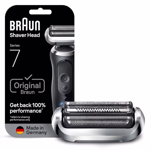Braun Series 7, 73S, electric shaver head, silver. Braun Series 7, 73S, electric shaver head, silver.
