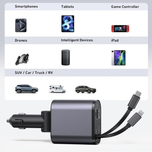 4-in-1 Fast Car Charger 120w Adapter with Type-C cable - Image 3
