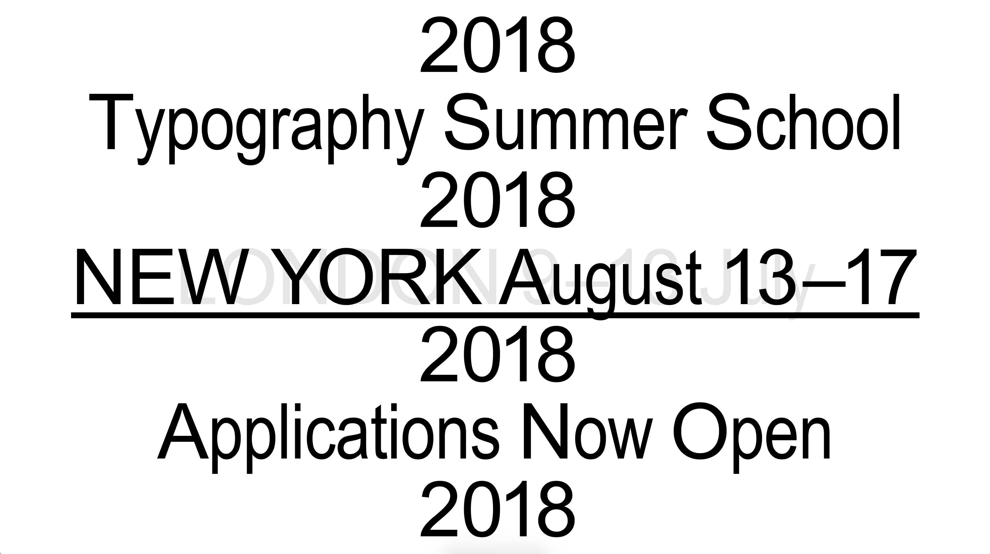 Typography Summer School New York