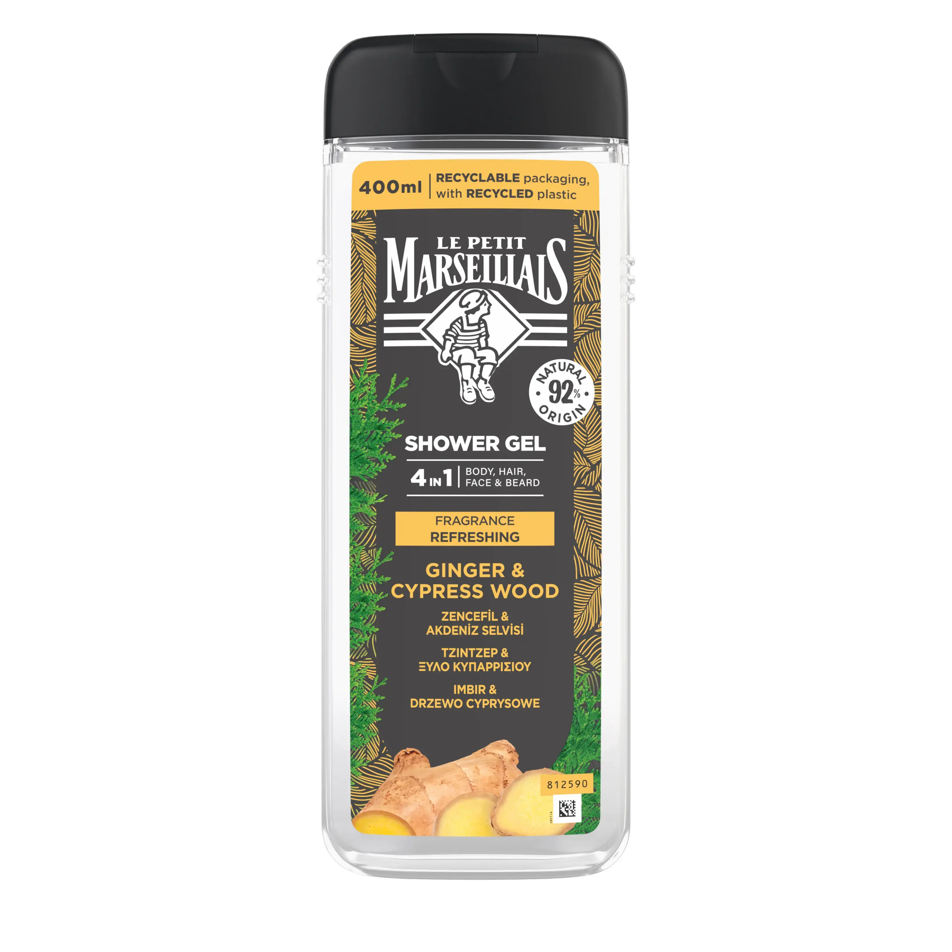Le Petit Marseillais® Гель-шампунь для мужчин «Имбирь и Кипарис» 4 в 1, 400 мл