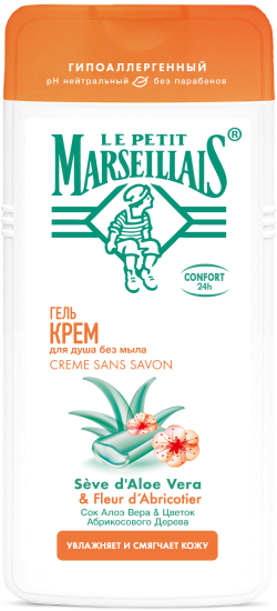 Le Petit Marseillais® Sensitive** гель-крем для душа с соком Алоэ Вера и Цветком Абрикосового Дерева, 400 мл - фото