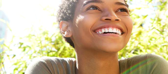 a close-up of a person smiling