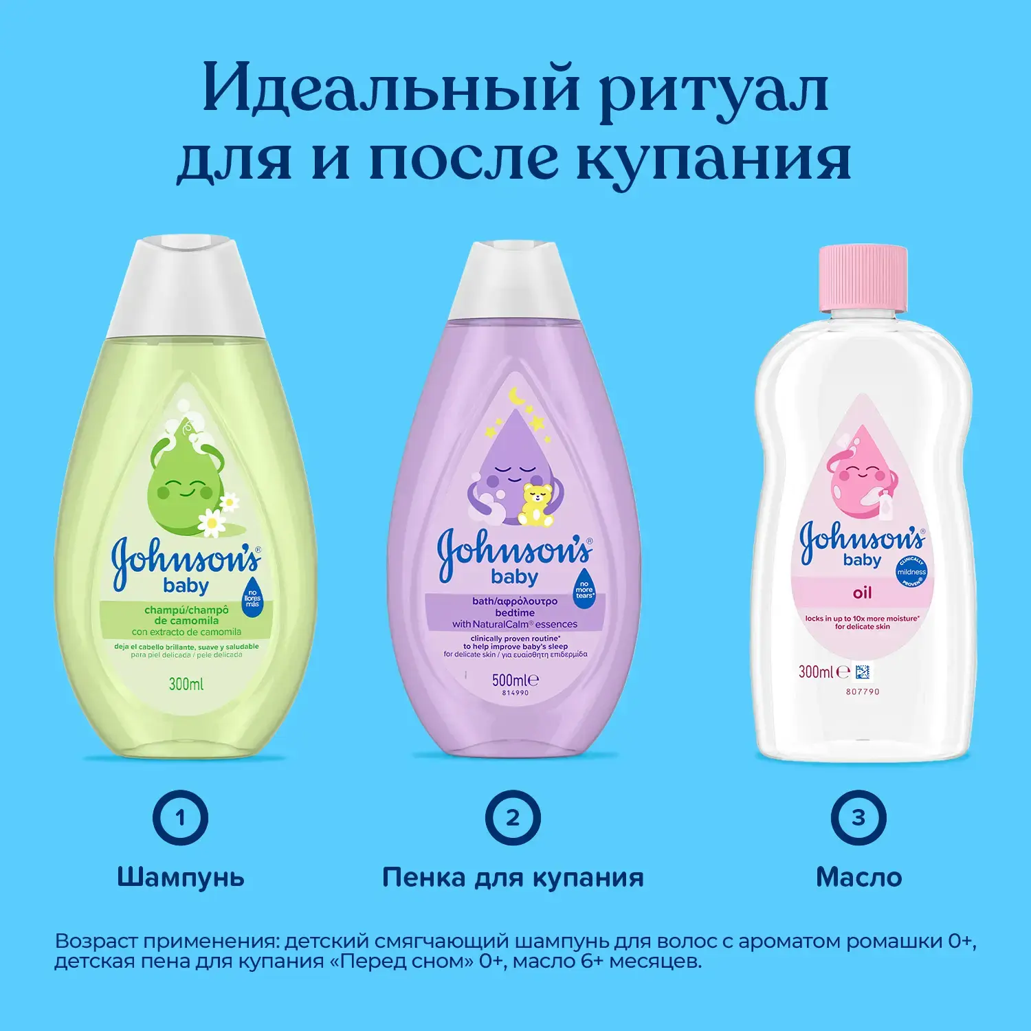 Johnson's® baby Детский смягчающий шампунь для волос с ароматом ромашки 300 мл​