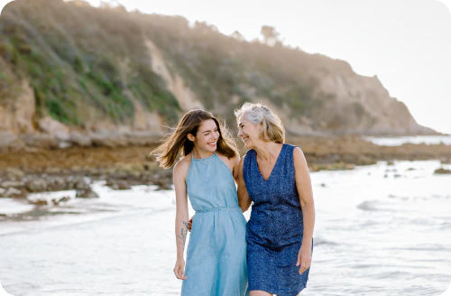 Women walking in beach