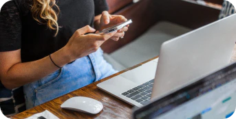 Lady looking at mobile app