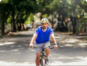 a person riding a bicycle