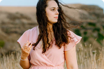 a person in a pink dress