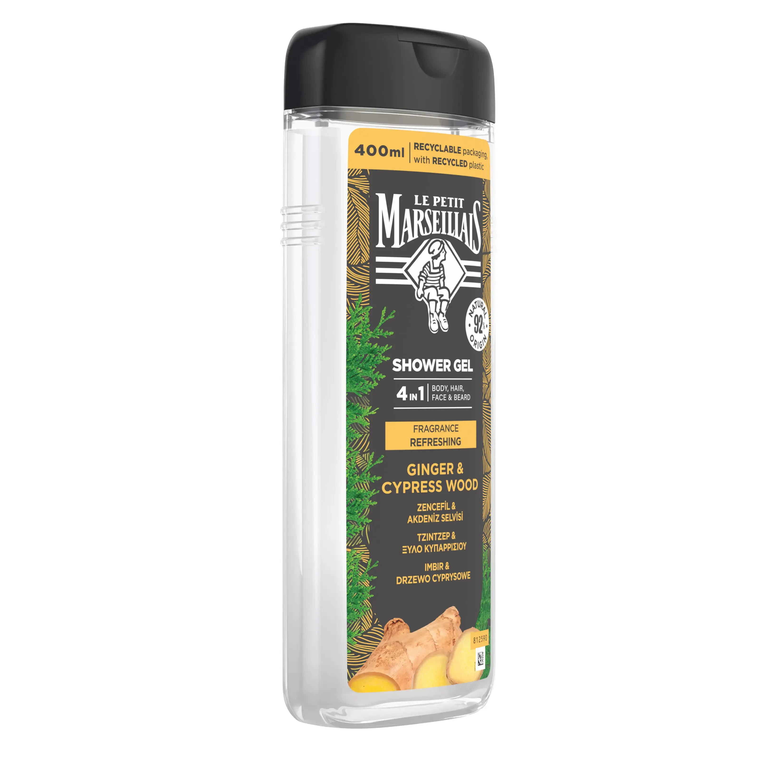 Le Petit Marseillais® Гель-шампунь для мужчин «Имбирь и Кипарис» 4 в 1, 400 мл
