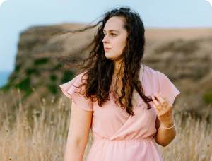 a person in a pink dress