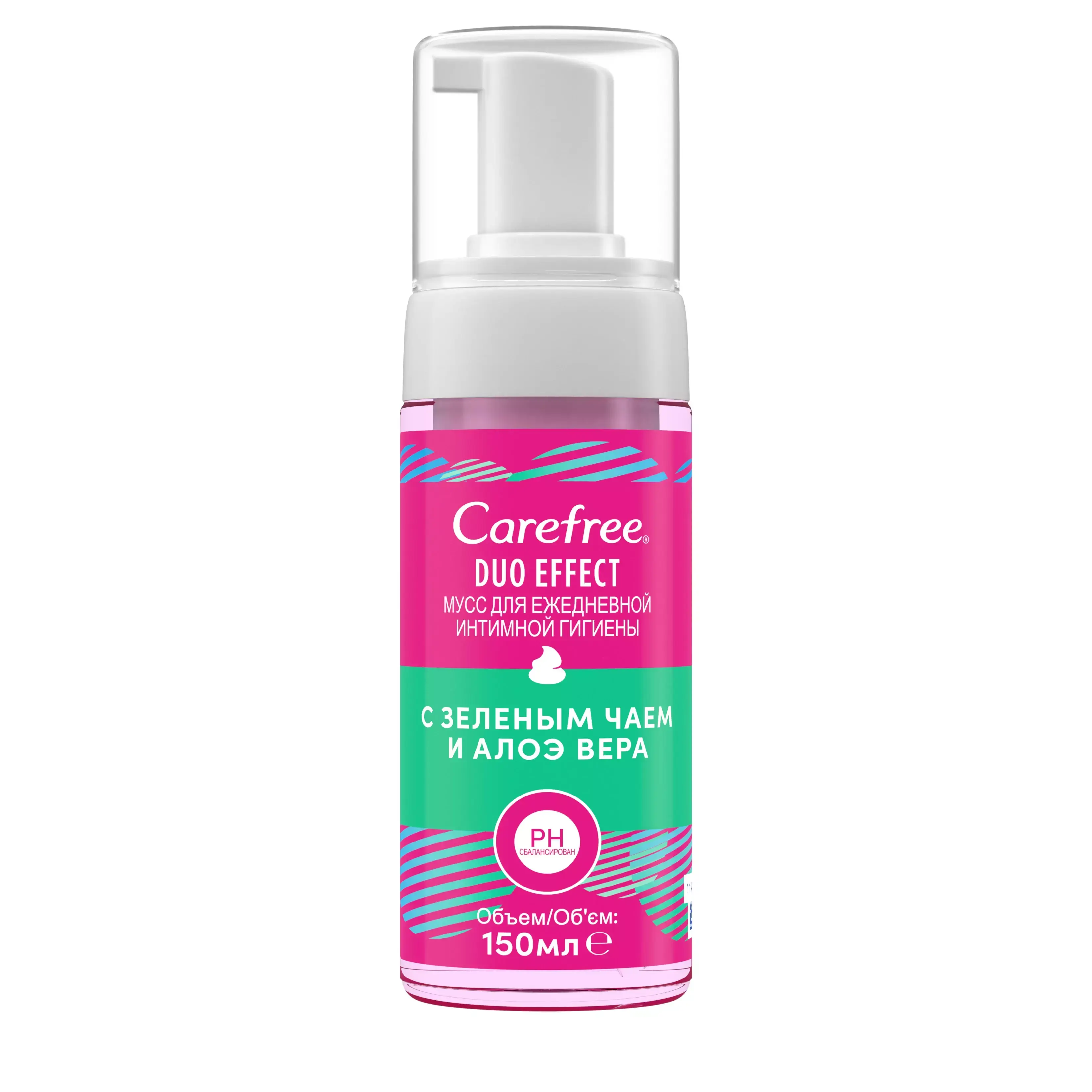 CAREFREE® Duo Effect мусс для интимной гигиены с зеленым чаем и алоэ вера