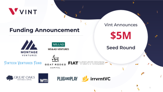 Vint Seed Round Announcement graphic.