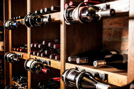 Wine bottles in a cellar