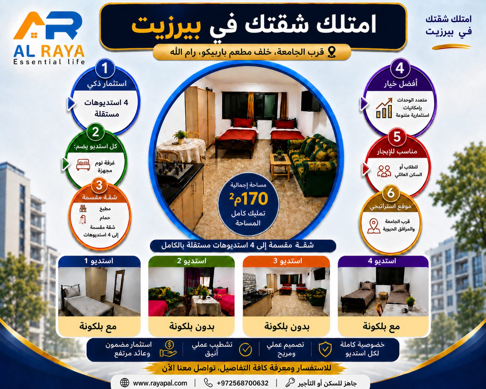 طابق كامل للبيع فى بيرزيت 170 م