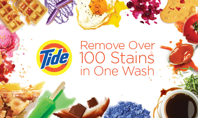 Tide Plus Bleach Alternative Liquid Laundry Detergent removes over 100 stains in one wash.