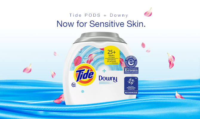 Tide PODS plus Downy now for sensitive skin