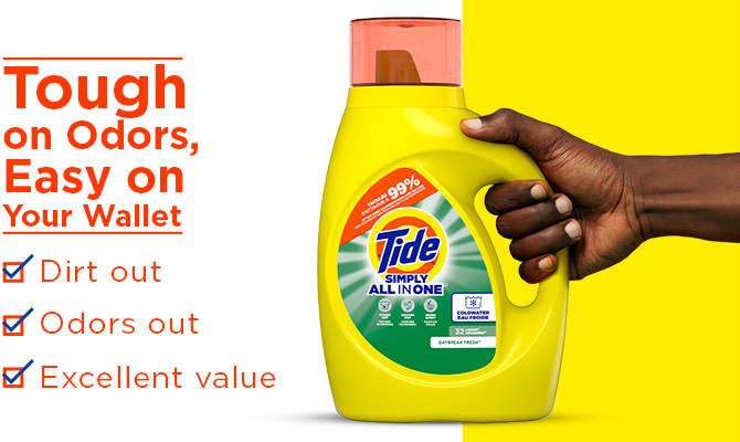 Tide Simply All-In-One Daybreak Fresh Liquid Laundry Detergent - Tough on odors, easy on your wallet: dirt out, odors out, excellent value. 