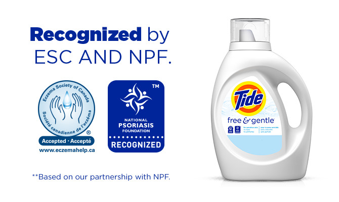 Tide Free and Gentle Liquid Laundry Detergent is recognized by both the NEA and NPF* *based on exclusive partnership with the NPF.