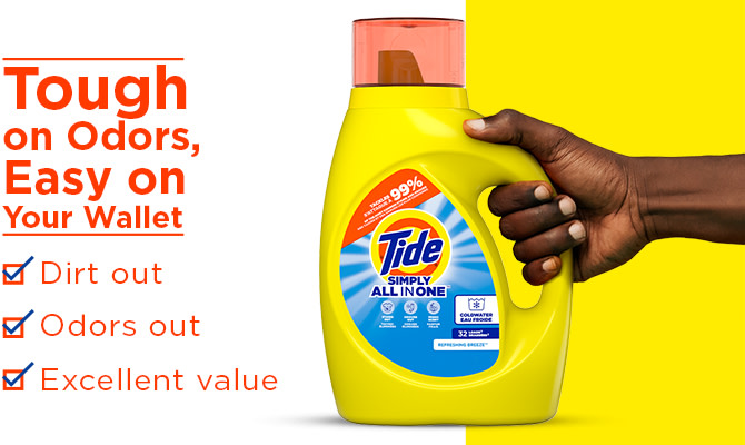 Tide Simply Clean and Fresh Liquid Laundry Detergent - tough on odors, easy on your wallet: dirt out, odors out, low price.
