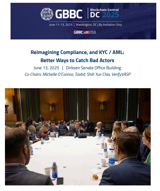 Cover of Reimagining Compliance, and KYC/AML: Better Ways to Catch Bad Actors | Blockchain Central DC Roundtable Recap