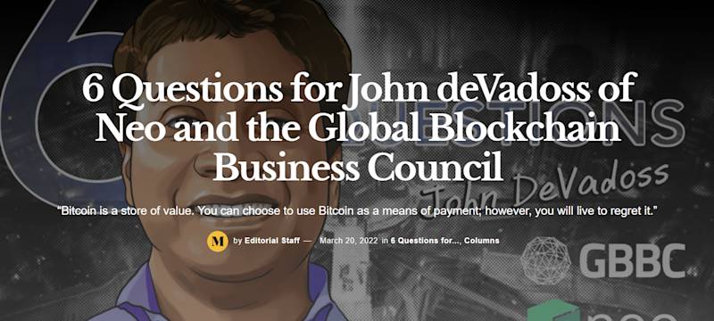 6 Questions for John DeVadoss of Neo and the Global Blockchain Business Council