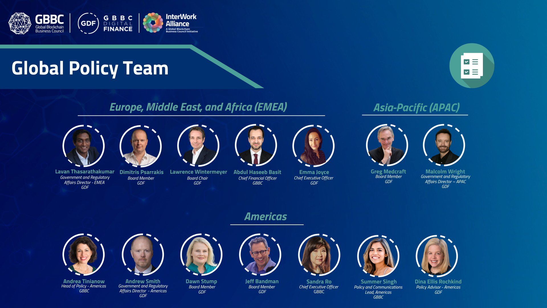 GBBC and GDF Announce Global Policy Team