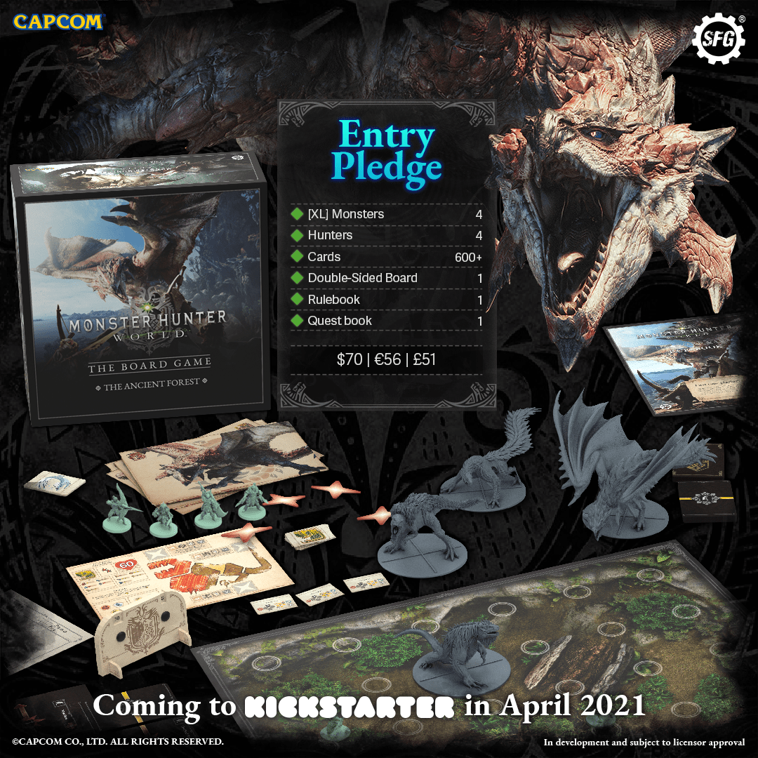 First Look At Pledge Levels For Monster Hunter World The Board Game Steamforged Games