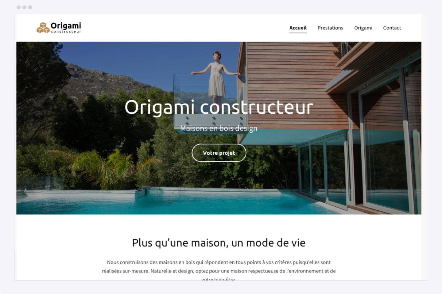 Entête du modèle de site construction en bois | Hubside