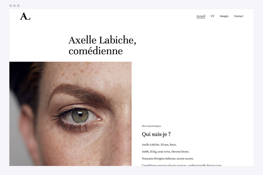 Modèle de site portfolio de comédien - Hubside