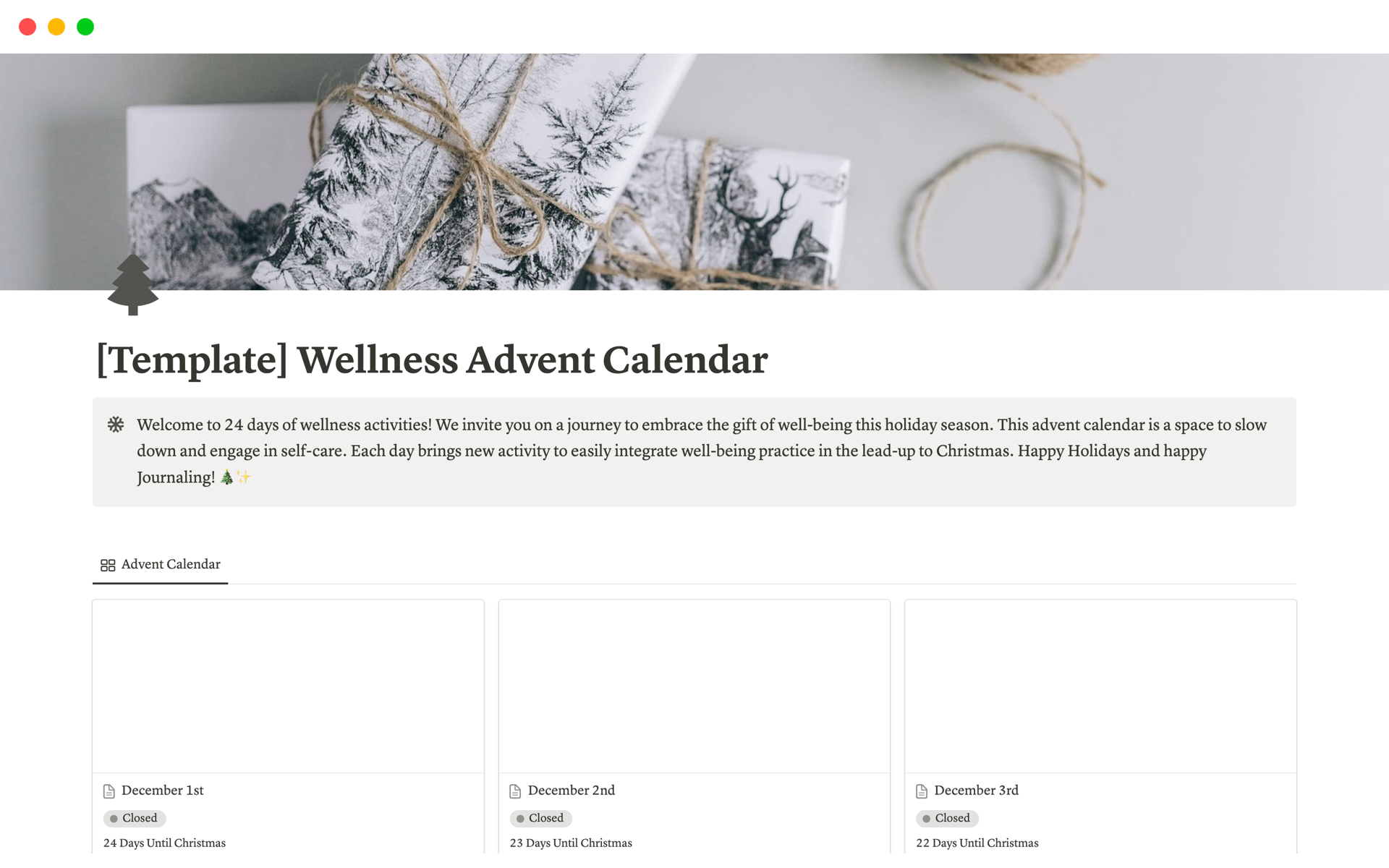 Advent Notion Calendar Template | Journal