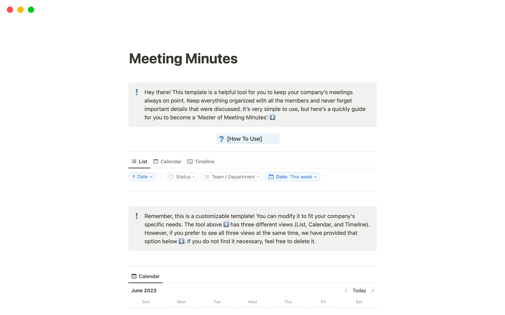 Meeting notes  Notion Template