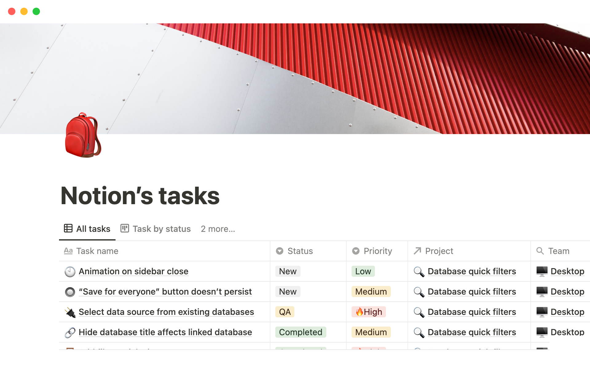 Notion Daily Task List