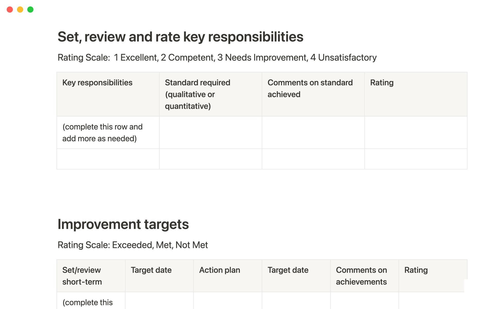 Galeria de modelos do Notion — Personal growth plan