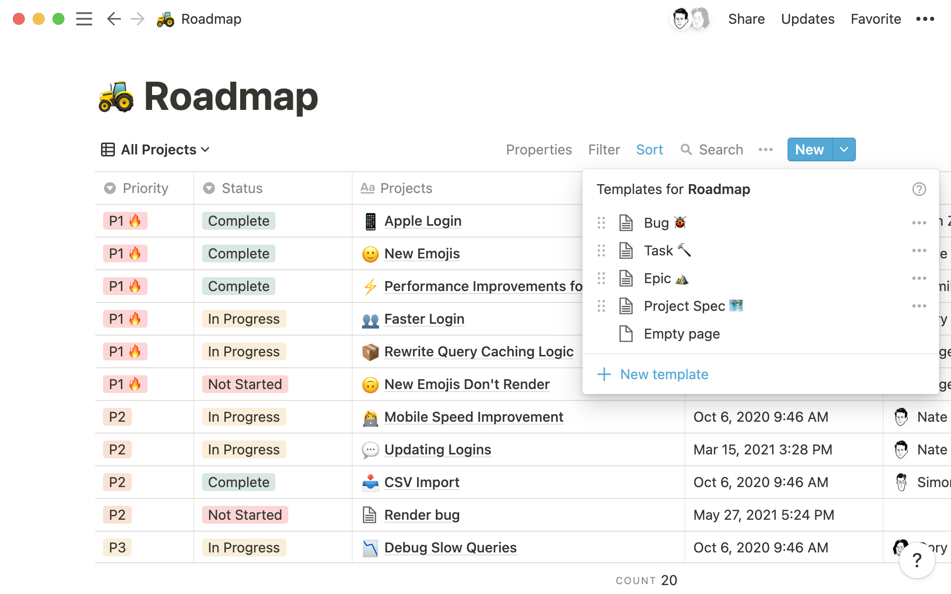 Using database templates to help cement your team's process