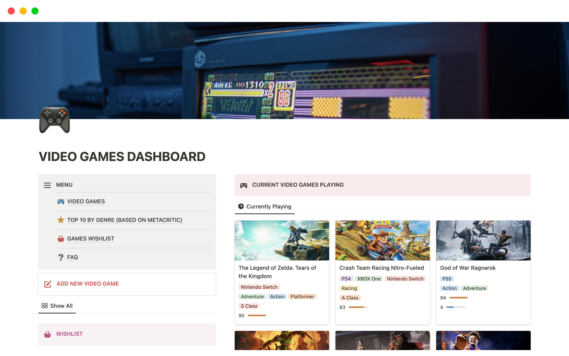 Game Dashboard