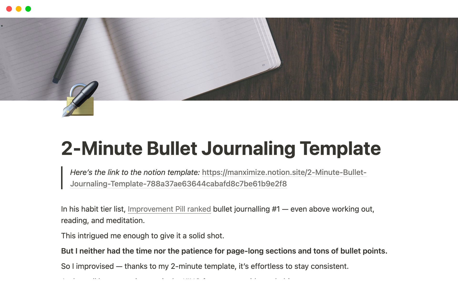 Bullet journal  Notion Template