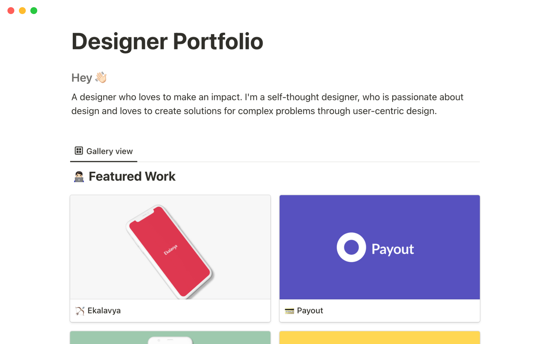Designer portfolio