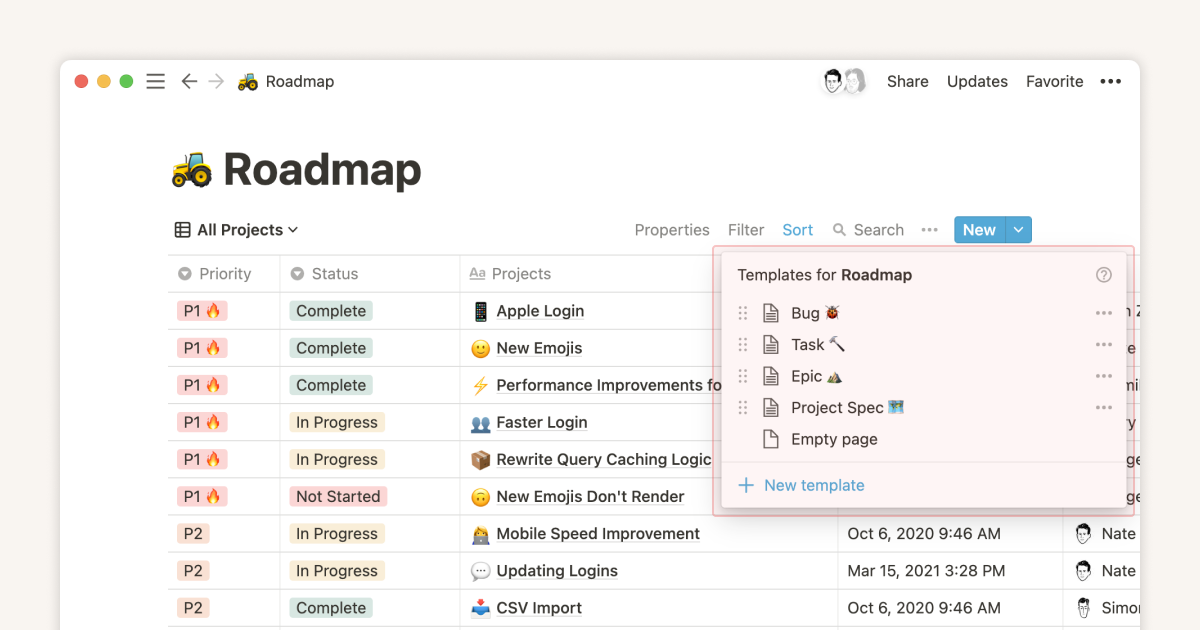 Using database templates to help cement your team's process