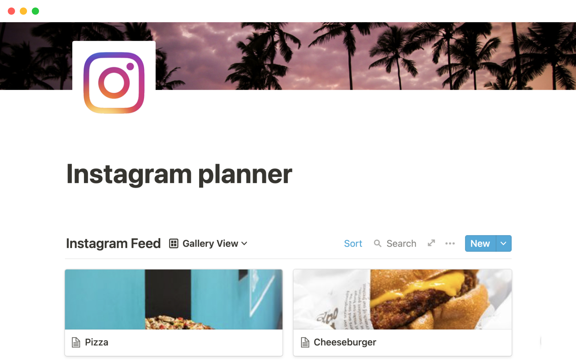 Notion Template Gallery Instagram planner